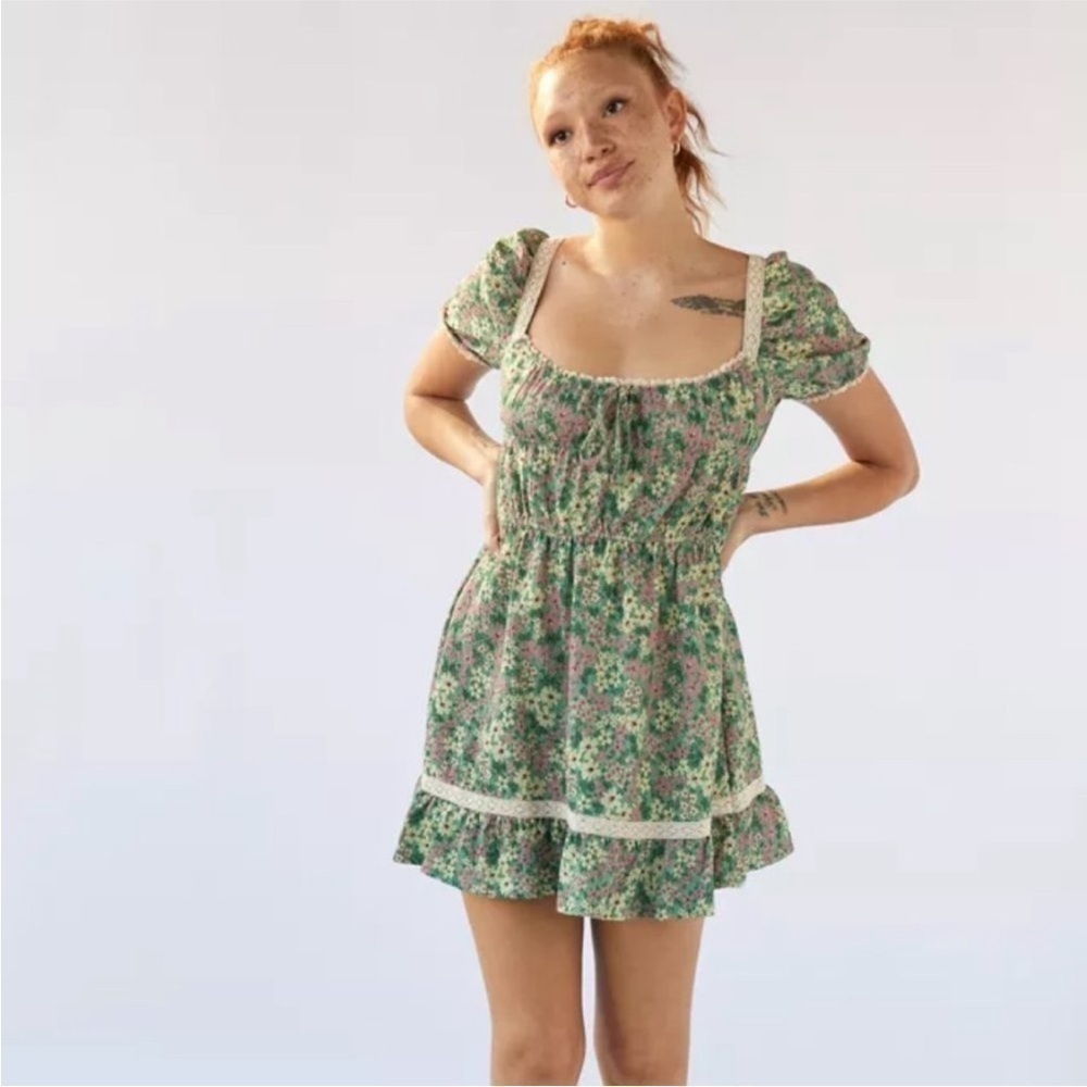 Urban Outfitters | Prairie Floral Scoop Neck Mini Dress